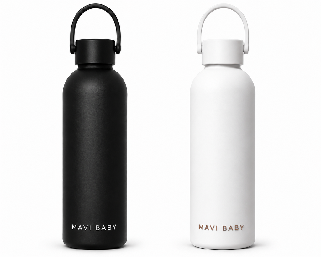 Mavi Baby Thermos Duo Bundle — one black and one white insulated baby bottle warmer, sold as a pair