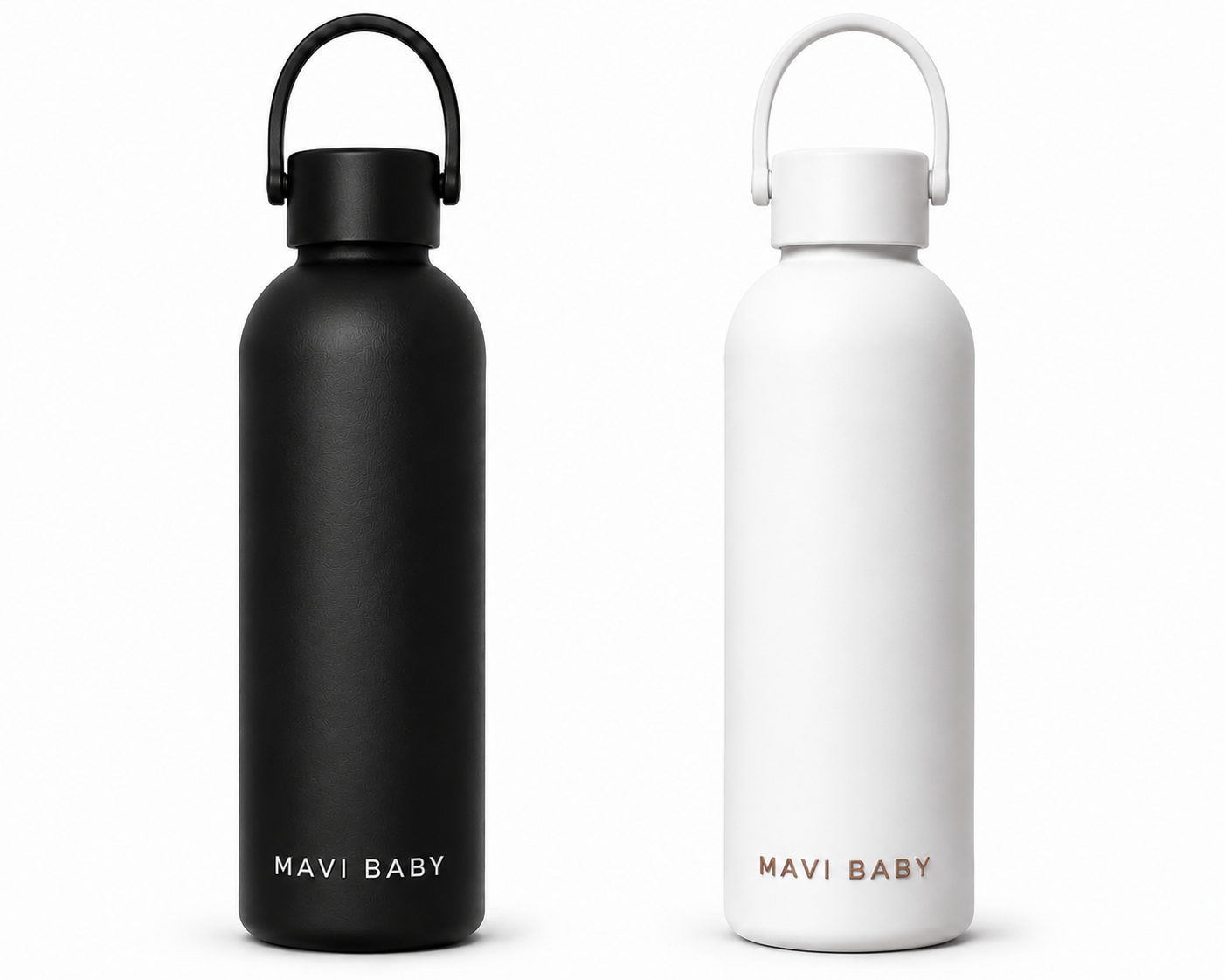 Mavi Baby Thermos Duo Bundle — one black and one white insulated baby bottle warmer, sold as a pair