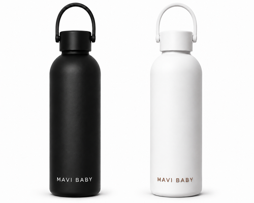 Mavi Baby Thermos Duo Bundle — one black and one white insulated baby bottle warmer, sold as a pair